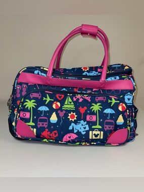 DISNEY Parks Duffle Bag Mickey Minnie Travel Rolling Wheel Vacation Tote Trip